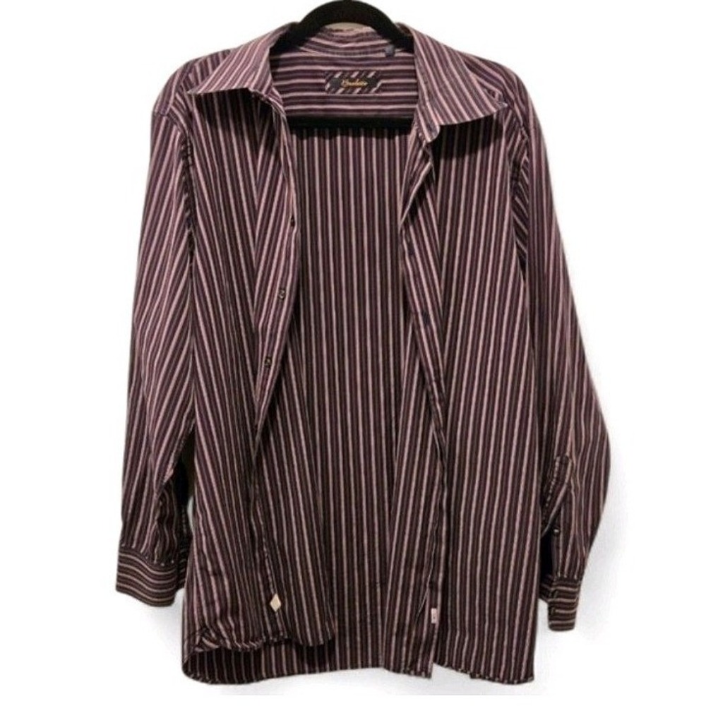 Broletto Nordstrom Men's Classic Striped Dress Shirt 34/35 Purple Blue Hong Kong